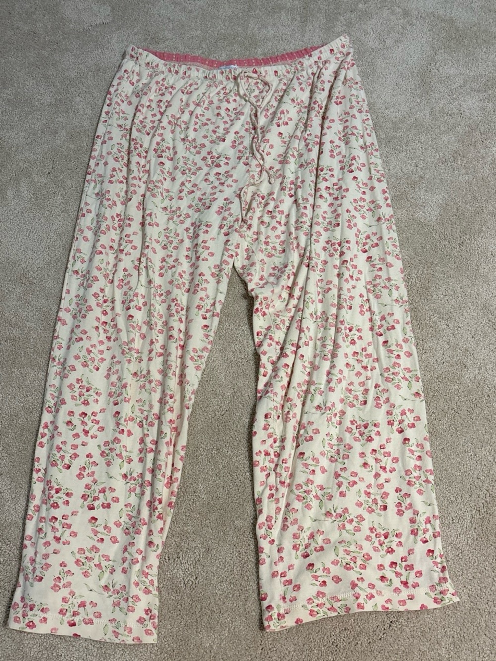 Jockey Cream Lounge Pants with Pink Floral Print